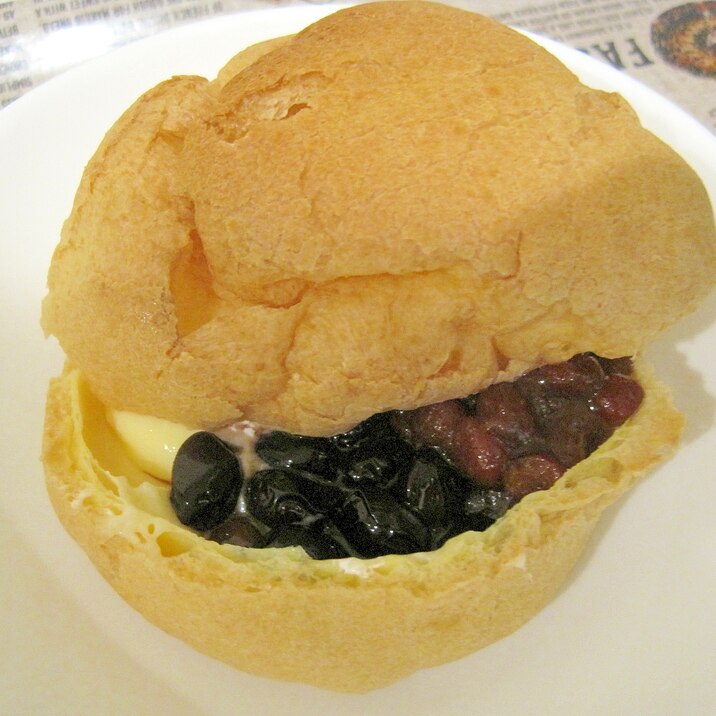 市販のシューアレンジ！黒豆小豆シュークリーム